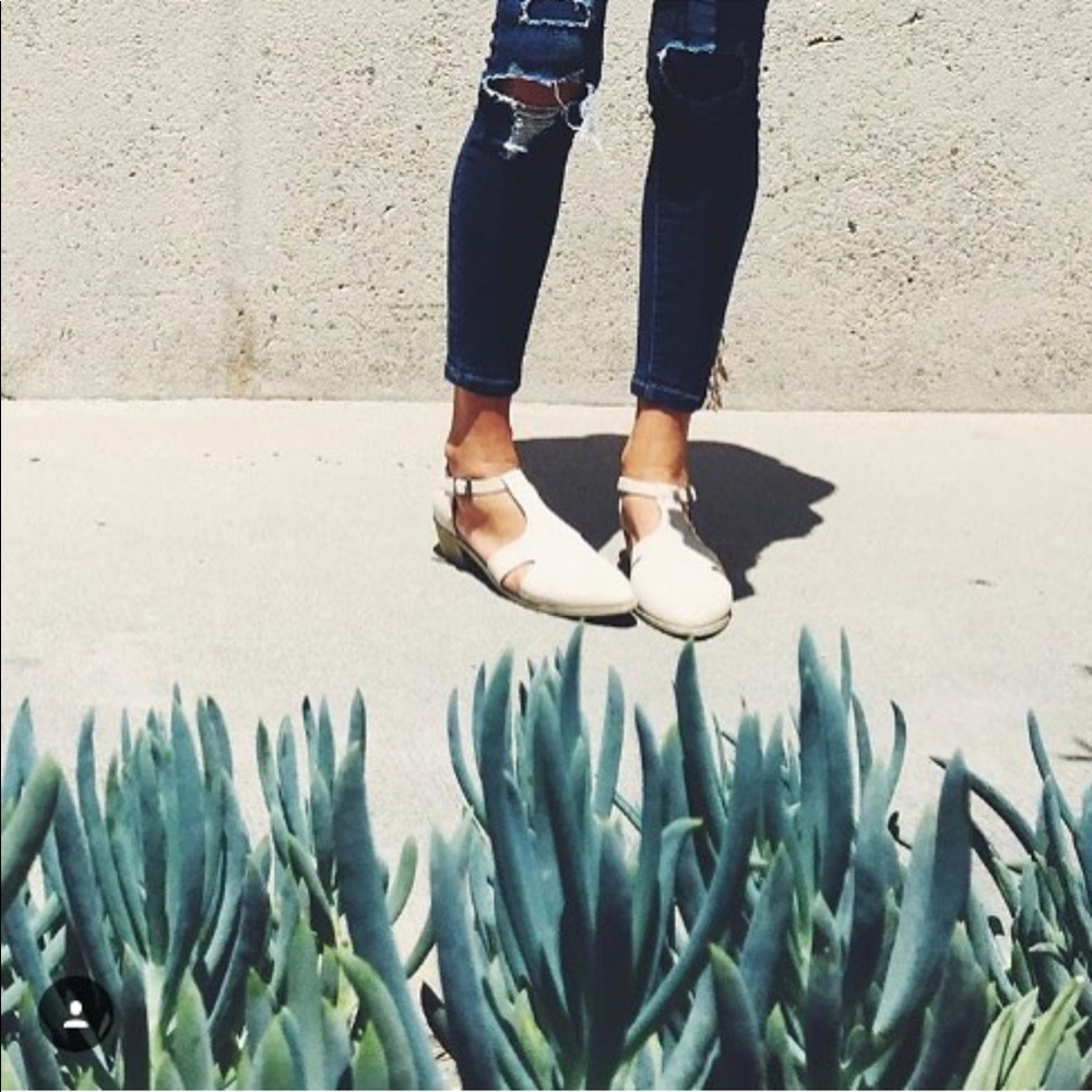 Cream Leather Cut Out Boyfriend Oxford Loafers - Picture 6 of 6